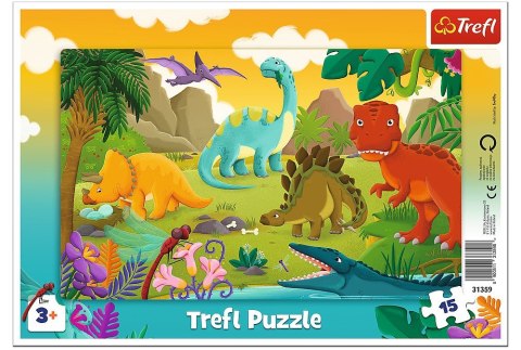 Trefl: Puzzle ramkowe 15el. - Dinozaury Trefl: Puzzle ramkowe 15el. - Dinozaury