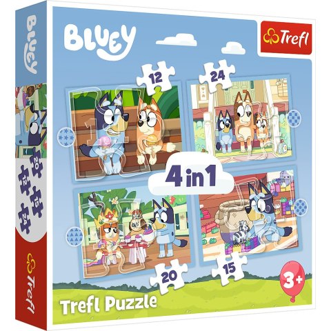 Trefl: Puzzle 4w1 - Bluey i jego świat Trefl: Puzzle 4w1 - Bluey i jego świat