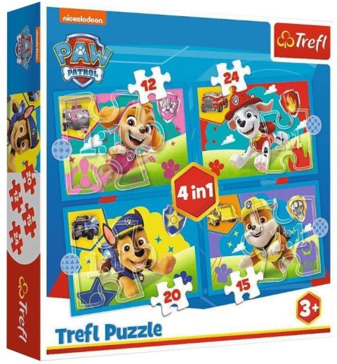 Trefl: Puzzle 4w1 - Biegnące Pieski Trefl: Puzzle 4w1 - Biegnące Pieski