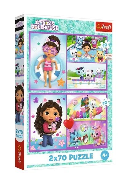 Trefl: Puzzle 2x70el. - Baw się z Gabi, Koci domek Gabi
