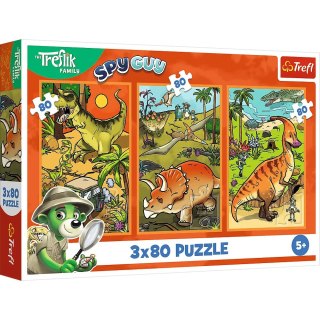 Trefl: Puzzle 3x80el. - Trefliki w świecie dinozaurów