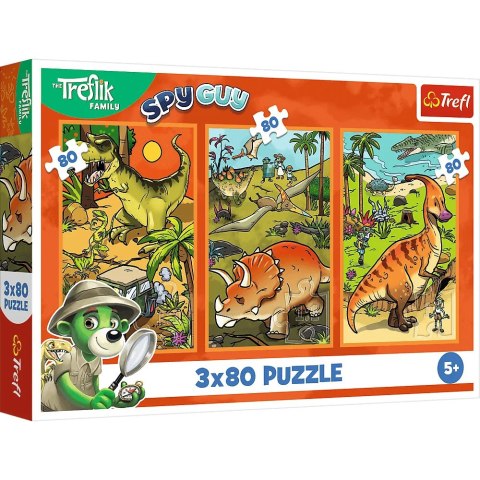 Trefl: Puzzle 3x80el. - Trefliki w świecie dinozaurów Trefl: Puzzle 3x80el. - Trefliki w świecie dinozaurów
