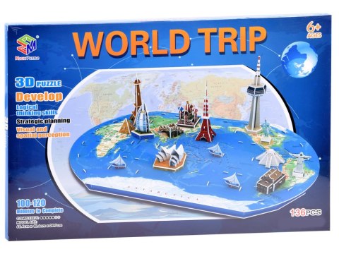 Puzzle 3D Przestrzenne Ziemia mapa świata sławne budowle ZA1581