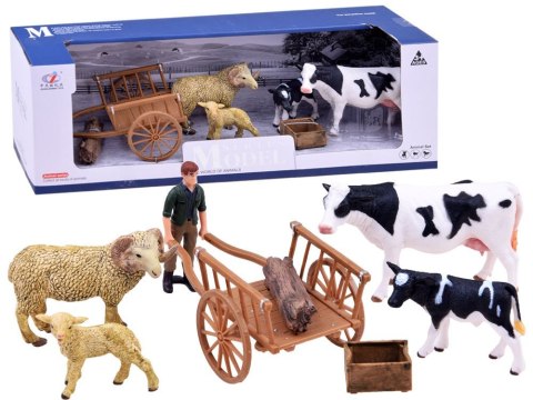SERIA ZWIERZĘTA FARMA Zestaw Figurki krowa owca gospodarz ZAGRODA ZA2606