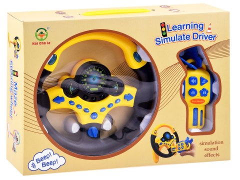 Interaktywna Kierownica na stojaku + pilot kluczyki dźwięki ZA3965