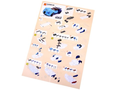 Klocki techniczne Sportowe auto NIEBIESKIE 139-elementów + naklejki ZA4288 Klocki techniczne Sportowe auto NIEBIESKIE 139-elementów + naklejki ZA4288