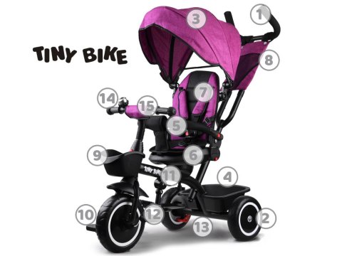 Rowerek trójkołowy Tiny Bike 3w1 różowy z daszkiem SP0650