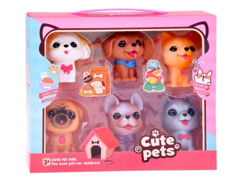 Zestaw figurki pieski gumowe 6 sztuk szczeniaczki pieski ZA4629