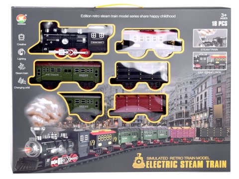 Kolejka z torami Lokomotywa z wagonami para wodna + światło RC0629