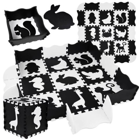 Puzzle piankowe - kontrastowa mata dla niemowląt ZWIERZĘTA 120x120cm ZA4783