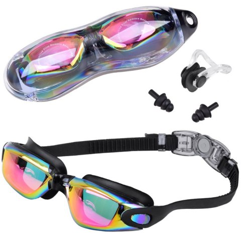 ZESTAW Okulary do pływania UV ANTI-FOG + zatyczki do uczu i nosa SP0792 RO