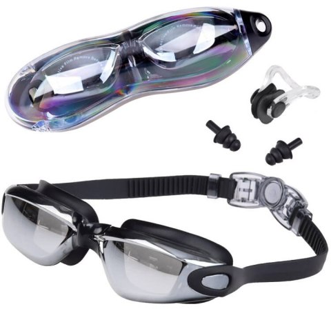 ZESTAW Okulary do pływania UV ANTI-FOG + zatyczki do uczu i nosa SP0792 SR