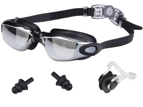 ZESTAW Okulary do pływania UV ANTI-FOG + zatyczki do uczu i nosa SP0792 SR