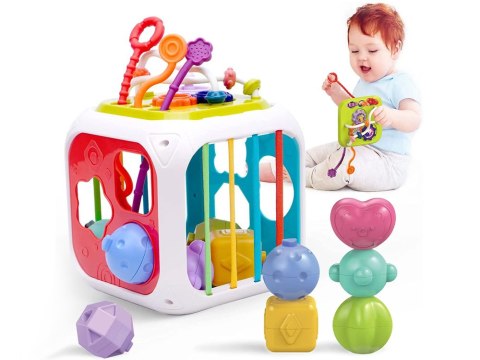 Kostka edukacyjna dla malucha sorter sensoryczny kształty cymbałki ZA5278