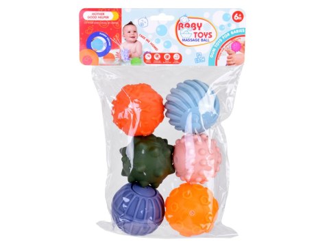 Kolorowe Piłki sensoryczne Piłeczki z wypustkami dla dzieci 6szt ZA5578