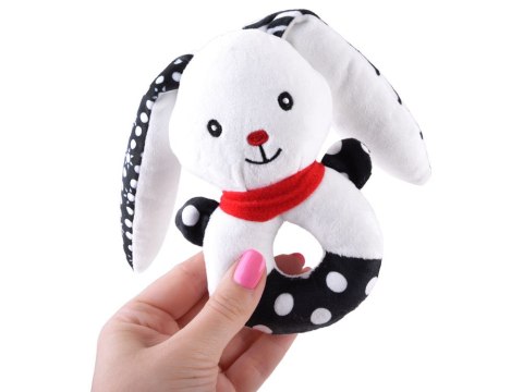 Grzechotka kontrastowa dla niemowlaka z piszczałką KRÓLICZEK ZA5778