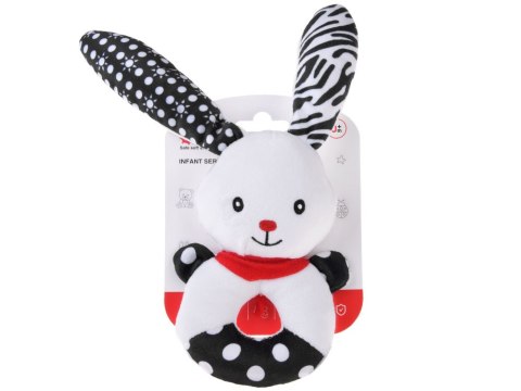 Grzechotka kontrastowa dla niemowlaka z piszczałką KRÓLICZEK ZA5778