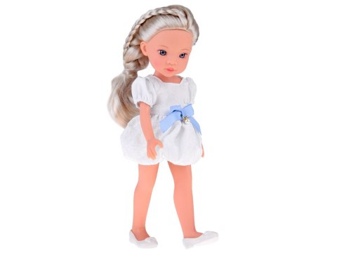 Lovely Girl Urocza Lalka w białej sukience z niebieską kokardką 33cm ZA5850