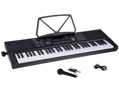 Organy KEYBOARD KLASYCZNY 61-klawiszy w dotyku jak drewno + mikrofon IN0184