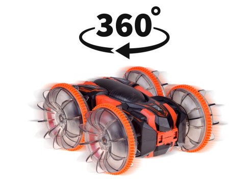 Samochód AMFIBIA 2w1 Stunt r/c zdalnie sterowany Jeździ Pływa Świeci RC0735