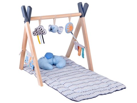 Stojak Drewniany Mata Edukacyjna Gimnastyczna Baby Gym dla Niemowląt ZA5882
