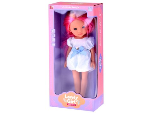 Lovely Girl Urocza Lalka w białej sukience z niebieską kokardką 33cm ZA5850