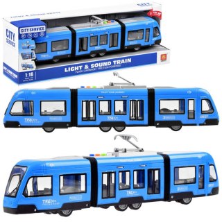 Przegubowy niebieski TRAMWAJ światło dźwięk 45 cm ZA3834