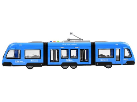 Przegubowy niebieski TRAMWAJ światło dźwięk 45 cm ZA3834