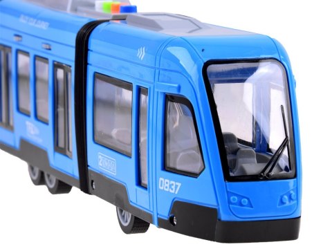 Przegubowy niebieski TRAMWAJ światło dźwięk 45 cm ZA3834