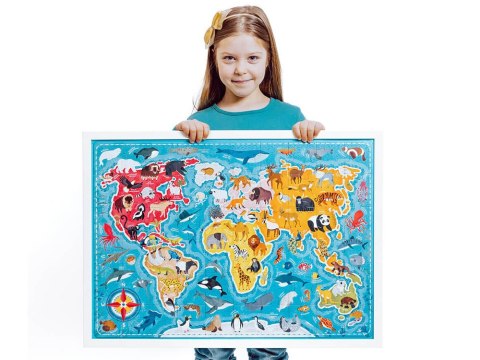 CzuCzu Puzzlove Puzzle Zwierzęta Mapa świata 60 el. ZA4163