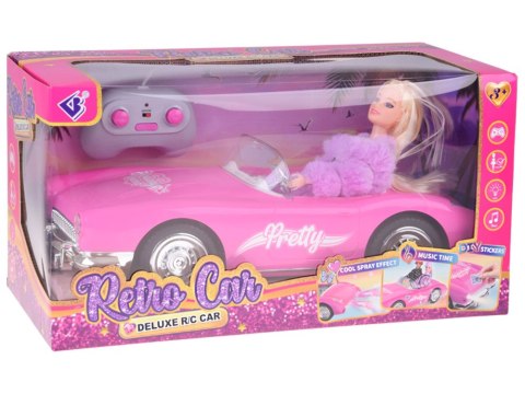 Autko Retro Cadillac na pilota + Elegancka Lalka w Futrze RC0745