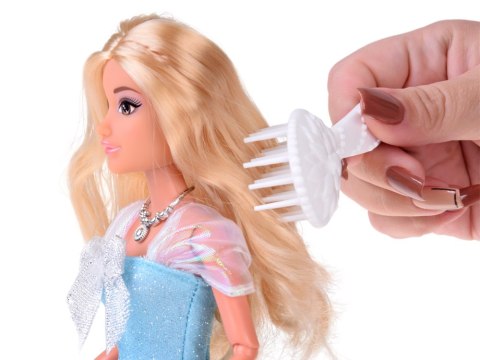 Anlily Lalka Śnieżna Królewna w niebieskiej sukni w śnieżynki ZA5702