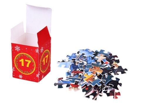 Kalendarz adwentowy PUZZLE - Św. Mikołaj w saniach w stylu VINTAGE ZA5884
