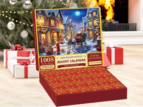 Kalendarz adwentowy PUZZLE - Św. Mikołaj w saniach w stylu VINTAGE ZA5884