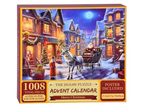 Kalendarz adwentowy PUZZLE - Św. Mikołaj w saniach w stylu VINTAGE ZA5884