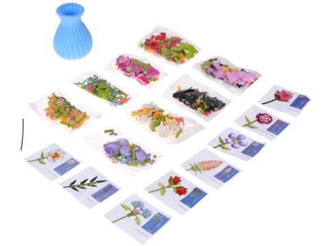 Klocki techniczne SERIA: Bukiet 8 kwiatów polnych w wazonie 691-ele ZA5892