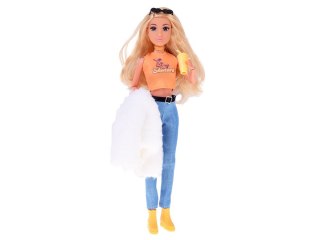 Modna lalka influencerka Anlily zimowy outfit futerko akcesoria ZA5701
