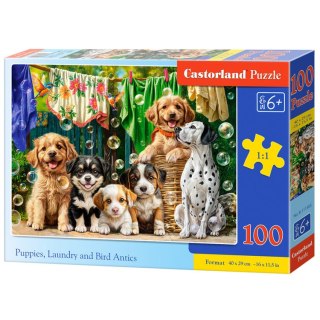 Puzzle 100-elementów Puppies, Laundry and Bird Antics B-111305