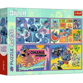 Trefl: Puzzle 4x250el. - Niezwykły Stitch