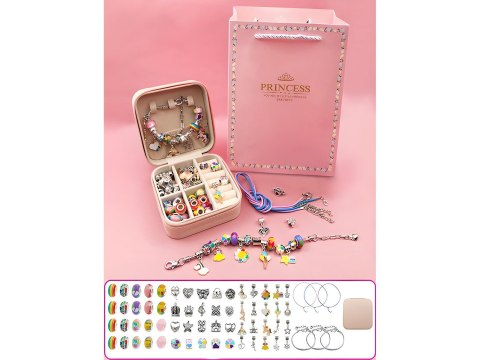 Zestaw Do Tworzenia Robienia Biżuterii, Bransoletek, Charmsy, Zawieszki, Koraliki TĘCZOWY MIX + Etui